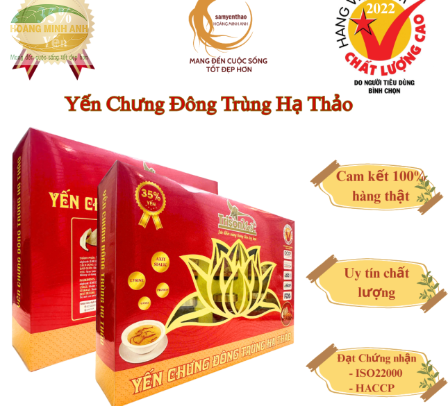Yến Chưng Đ&ocirc;ng Tr&ugrave;ng Hạ Thảo 35% (hộp 6 hũ x 70ml)