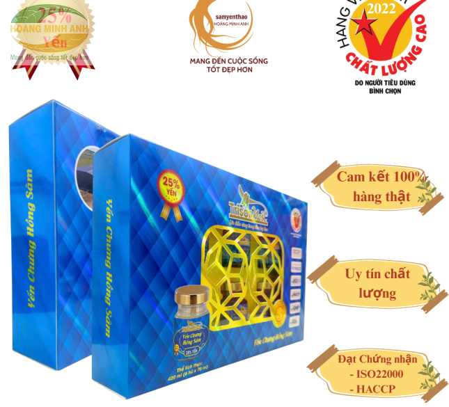 Yến Chưng Hồng S&acirc;m 25% (Hộp 6 hũ x 70ml)